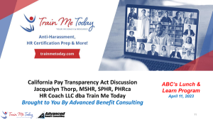 California Pay Transparency Act seminar