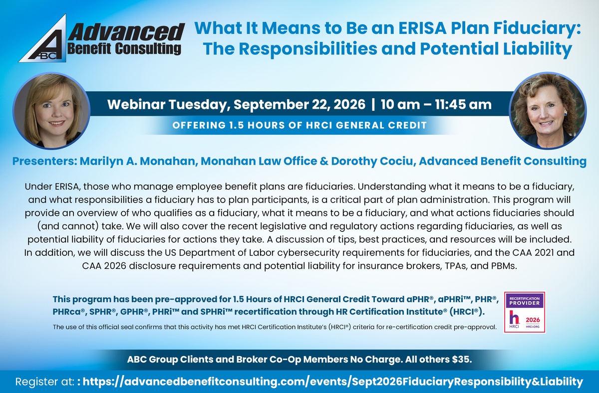 ERISA Plan Fiduciary webinar September 2026