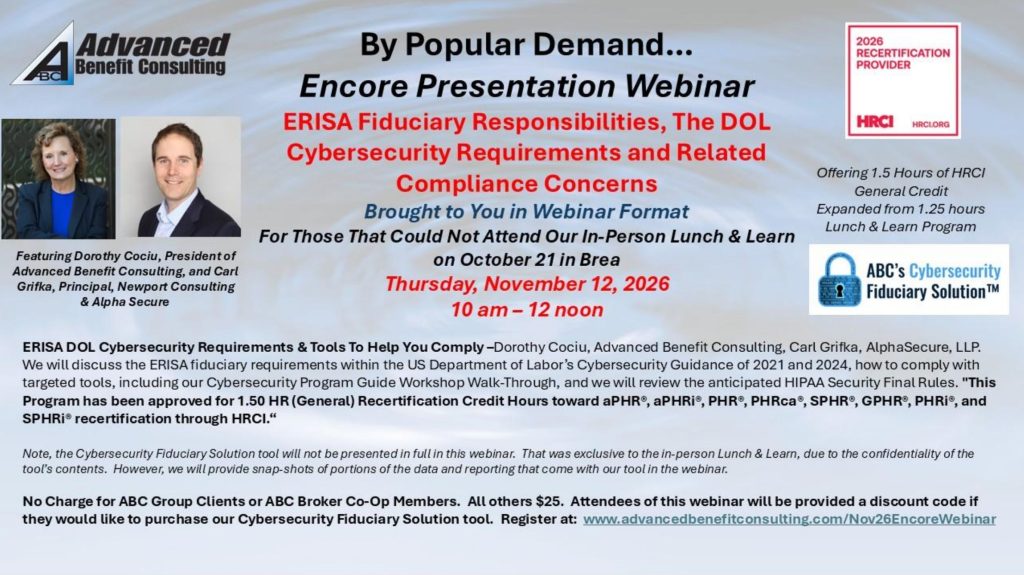 DOL Cybersecurity Encore Webinar Nov 2026 DOL Cybersecurity Encore Webinar Nov 2026