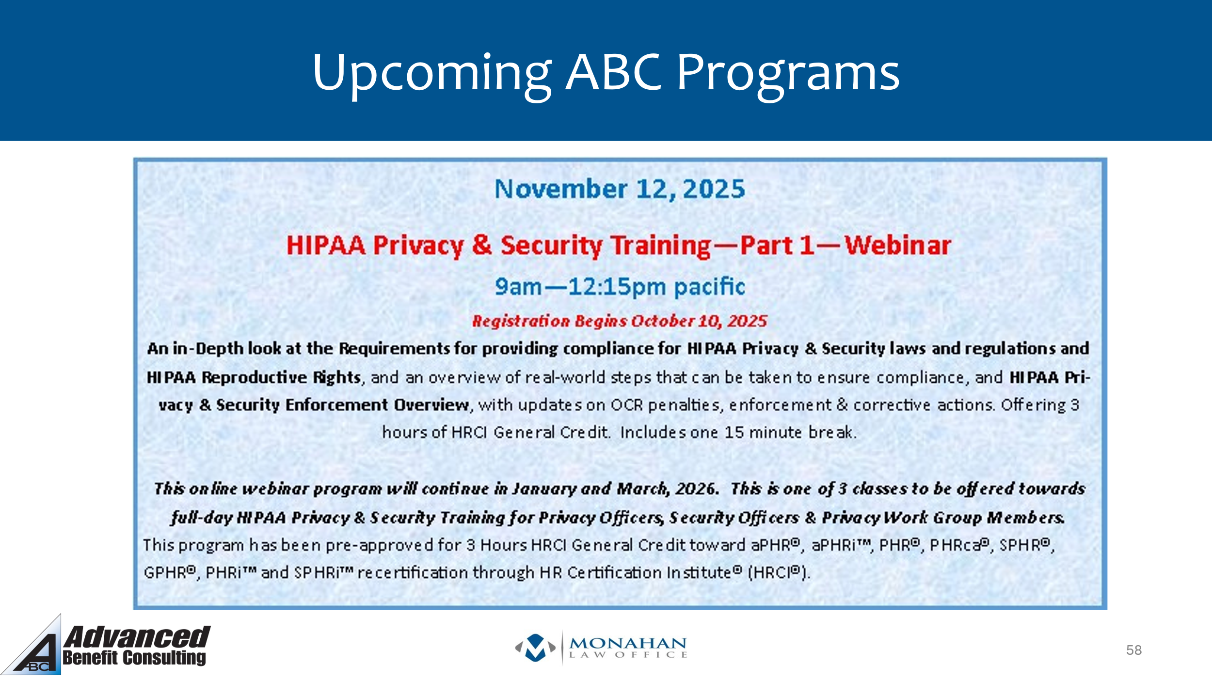 HIPAA Part 1 Nov 12 2025 - Advanced Benefit Consulting