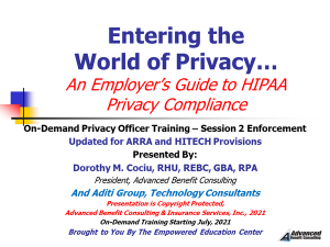 Privacy Officer & Work Group - Session 2