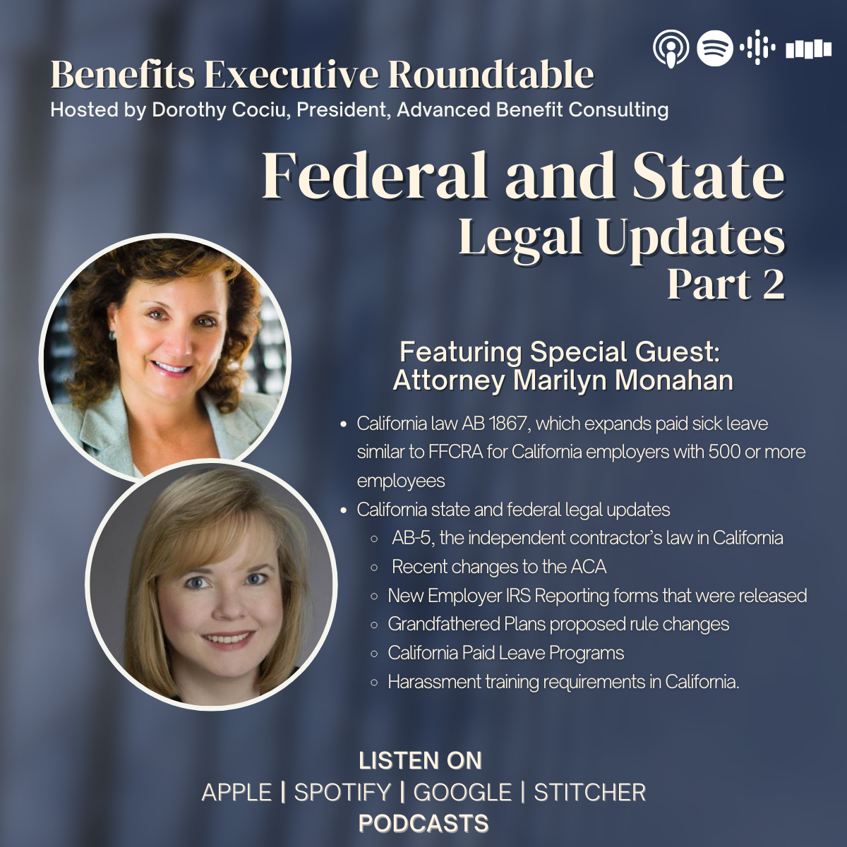 Federal and State Legal Updates Image with Dorothy Cociu and Marilyn Monahan