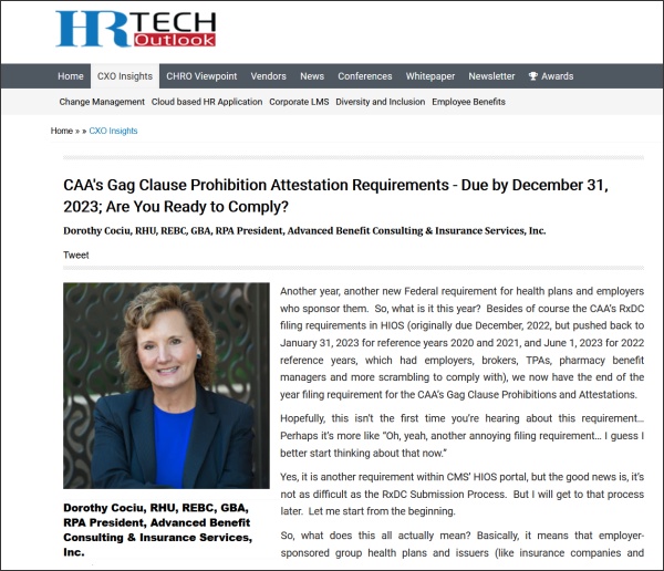 HR Tech Outlook Gag clause article