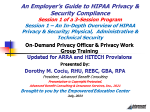 Privacy Officer & Work Group - Session 1