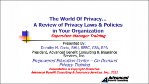 Privacy Supervisor & Manager Training